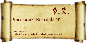 Vanicsek Kristóf névjegykártya